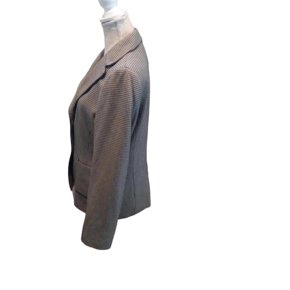 Liz Claiborne Women Grey & Black Houndstooth 2 Button Blazer Sz 6 Career Jacket - Picture 2 of 8